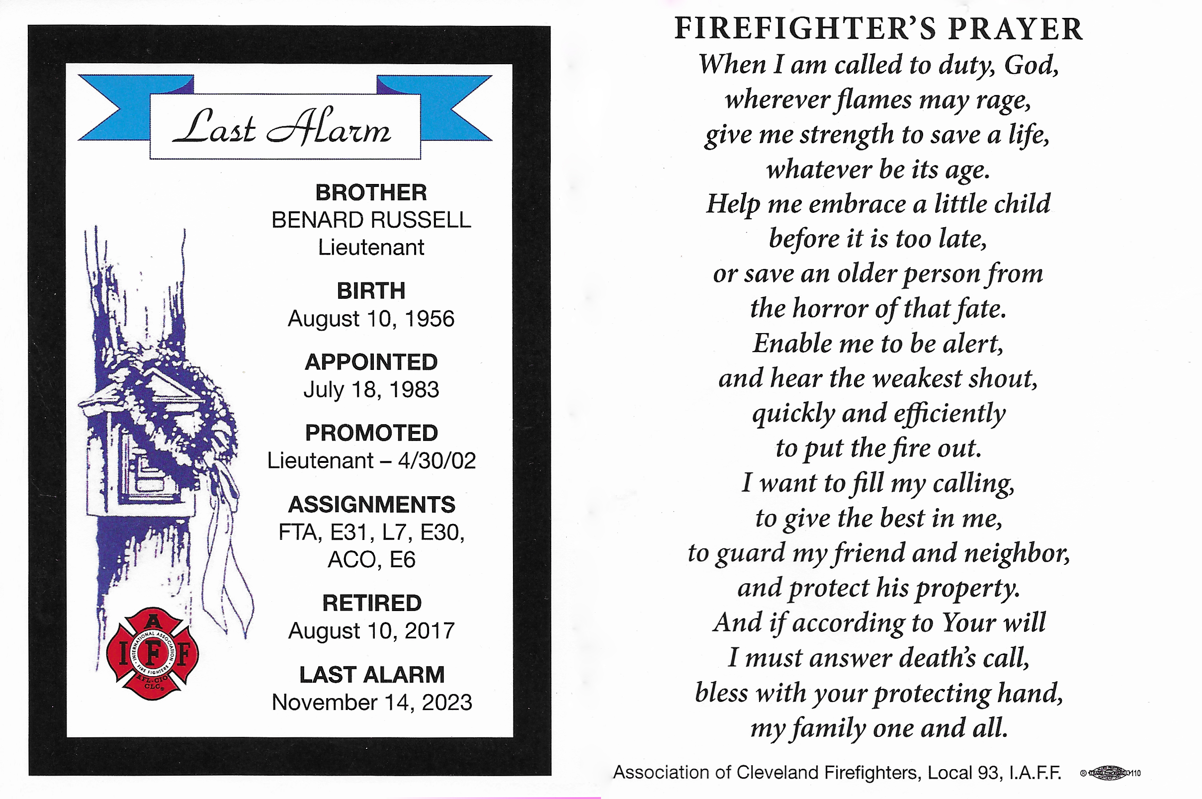 Last Alarm - Fireman's Prayer